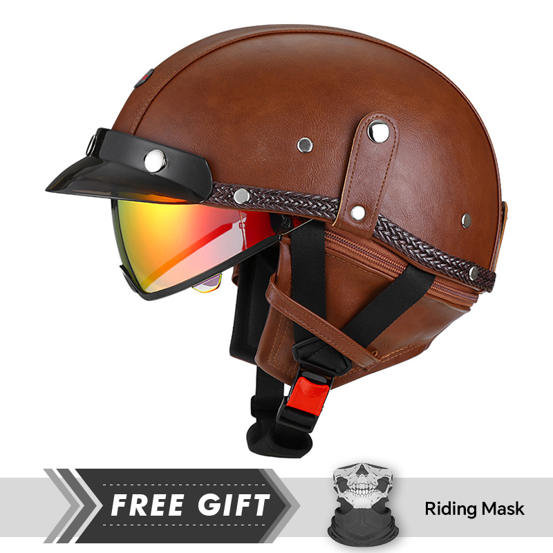 Motorcycle Gear Store - Casco mezza faccia retrò per adulti